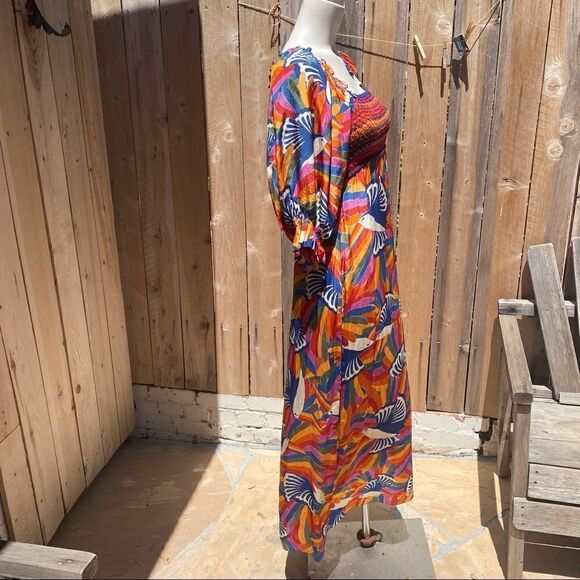 FARM Rio Rainbow Toucan Smocked Maxi size medium - Picture 6 of 16